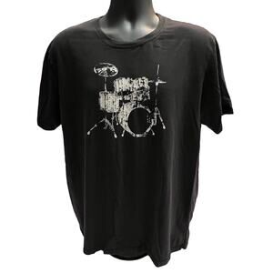 Vintage Utility Drum Kit Graphic T-Shirt XL Black Music Band Tee‎ Grunge Style